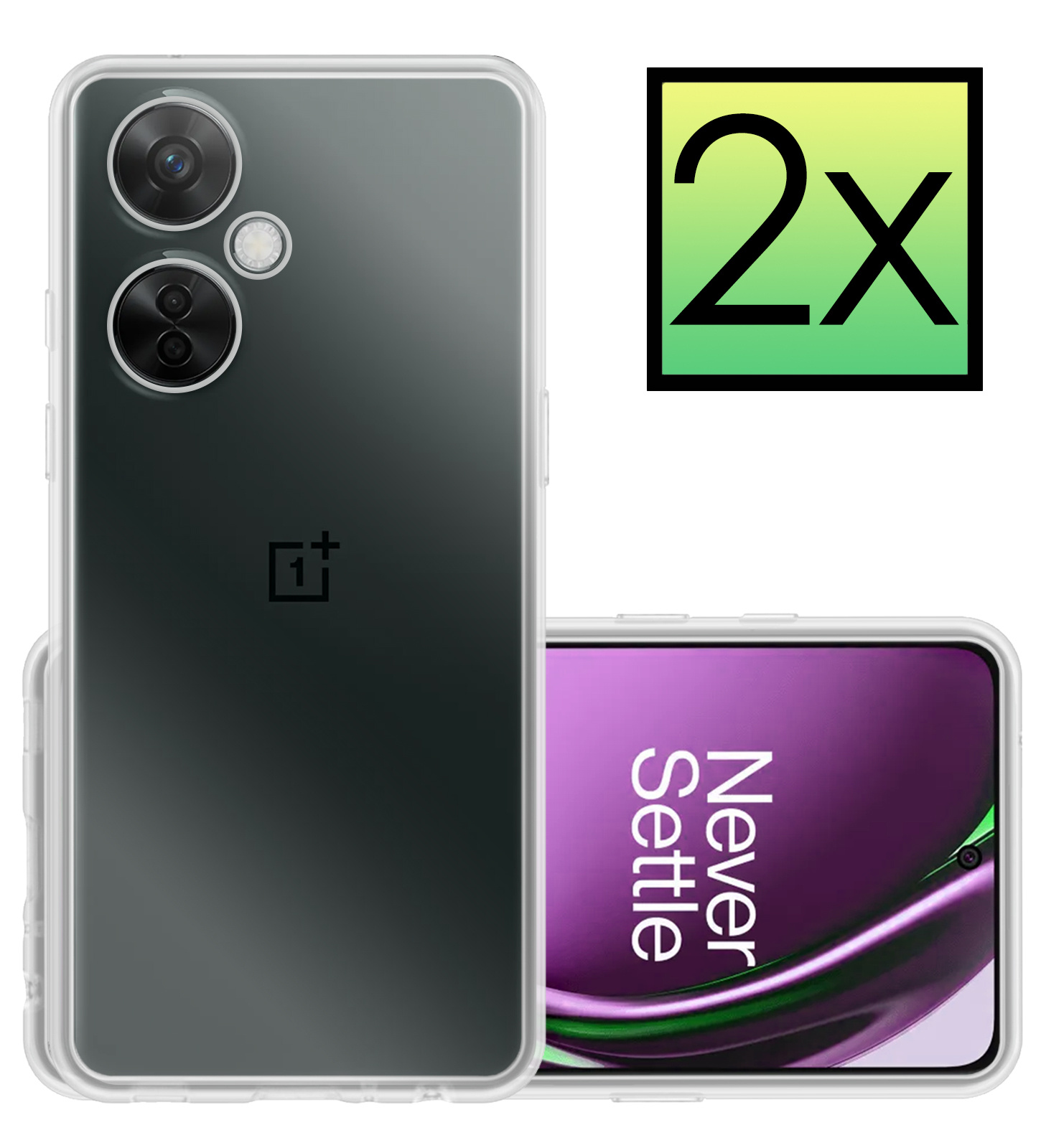 NoXx Hoes Geschikt voor OnePlus Nord CE 3 Lite Hoesje Cover Siliconen Back Case Hoes - Transparant - 2x
