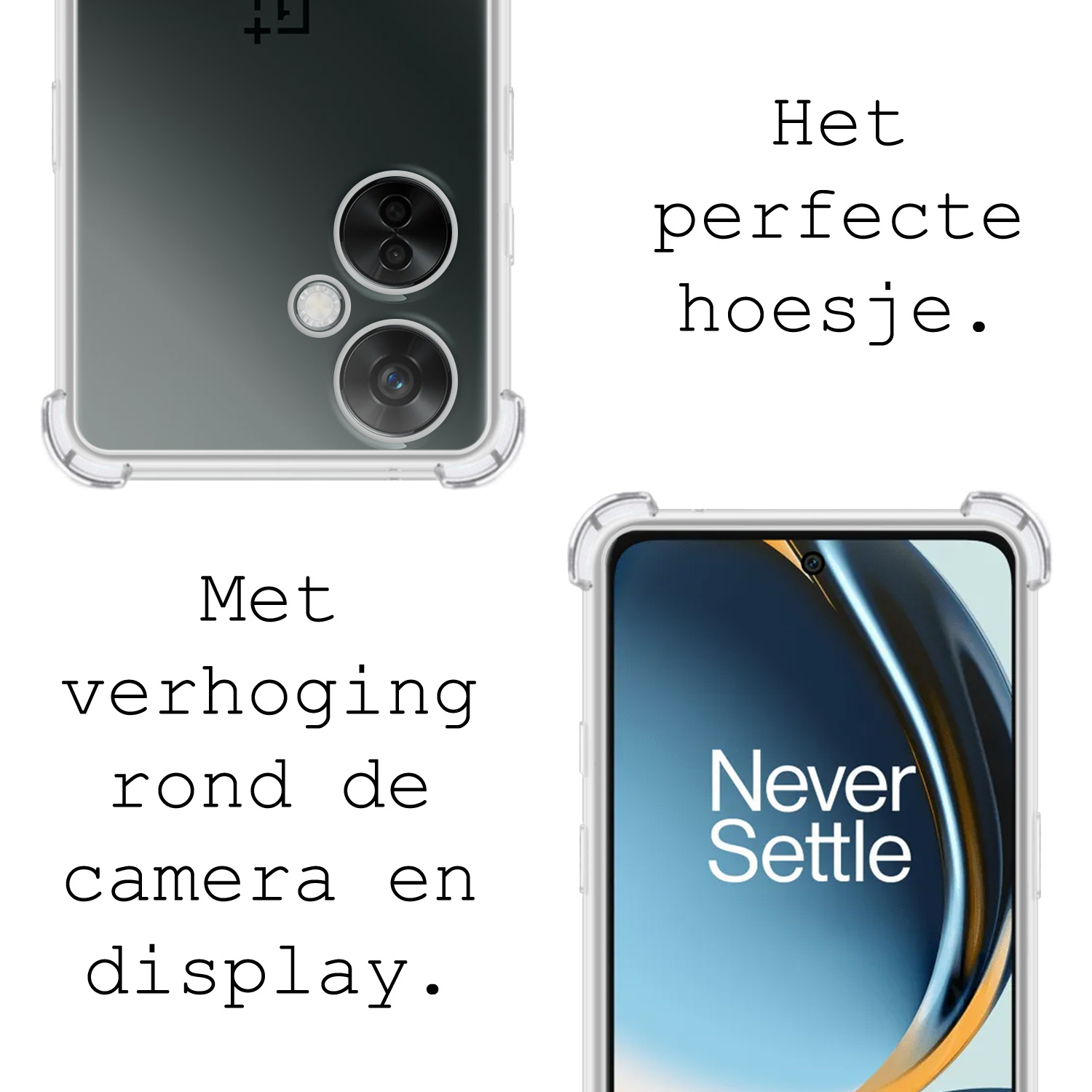 BASEY. Hoes Geschikt voor OnePlus Nord CE 3 Lite Hoesje Shock Proof Case Hoes Siliconen Met 2x Screenprotector - Hoesje Geschikt voor OnePlus Nord CE 3 Lite Hoes Cover Shockproof - Transparant