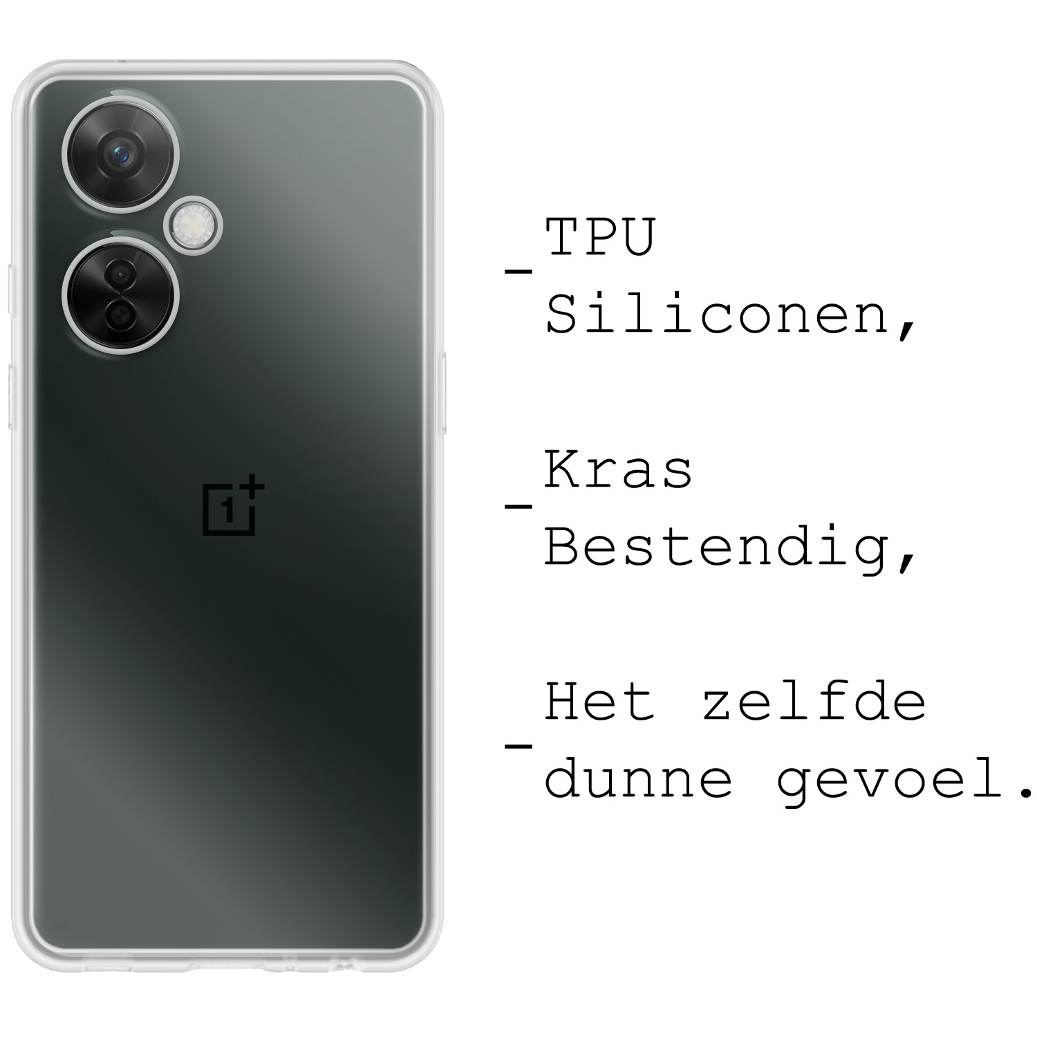 BASEY. Hoes Geschikt voor OnePlus Nord CE 3 Lite Hoesje Siliconen Back Cover Case Met Screenprotector - Hoesje Geschikt voor OnePlus Nord CE 3 Lite Hoes Cover Hoesje - Transparant