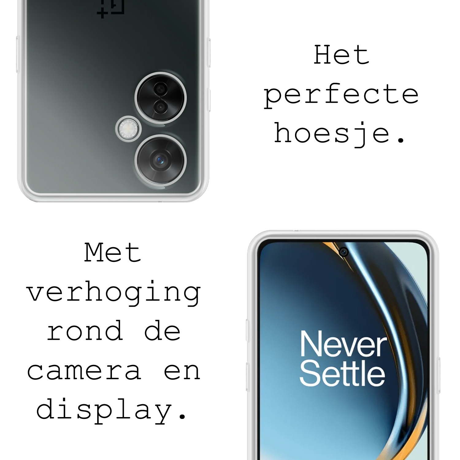 BASEY. Hoes Geschikt voor OnePlus Nord CE 3 Lite Hoesje Siliconen Back Cover Case Met Screenprotector - Hoesje Geschikt voor OnePlus Nord CE 3 Lite Hoes Cover Hoesje - Transparant