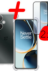 BASEY. Hoes Geschikt voor OnePlus Nord CE 3 Lite Hoesje Shock Proof Case Hoes Siliconen Met 2x Screenprotector - Hoesje Geschikt voor OnePlus Nord CE 3 Lite Hoes Cover Shockproof - Transparant
