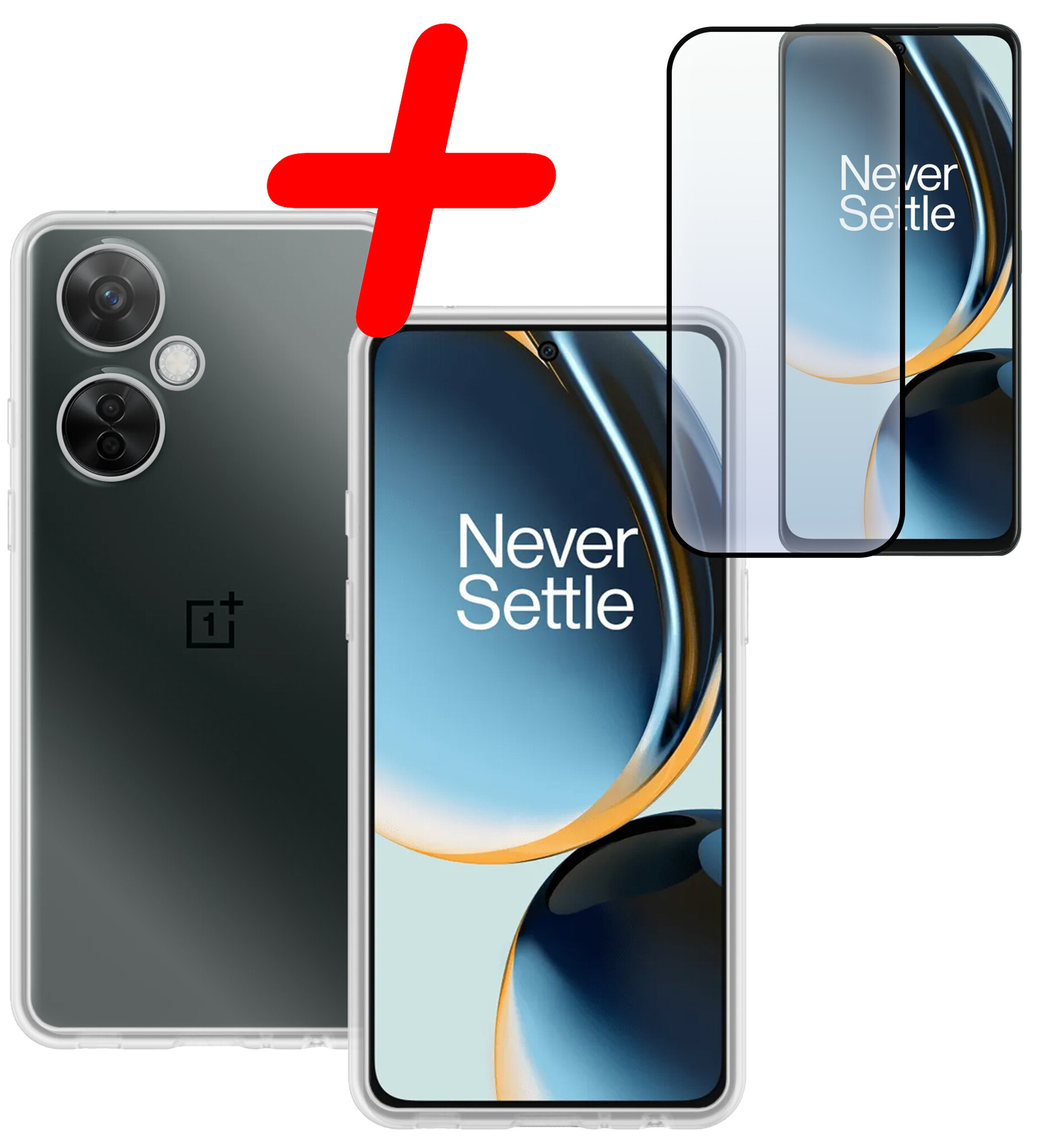 BASEY. Hoes Geschikt voor OnePlus Nord CE 3 Lite Hoesje Siliconen Back Cover Case Met Screenprotector - Hoesje Geschikt voor OnePlus Nord CE 3 Lite Hoes Cover Hoesje - Transparant