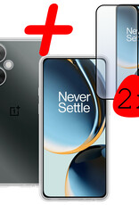 BASEY. Hoes Geschikt voor OnePlus Nord CE 3 Lite Hoesje Siliconen Back Cover Case Met 2x Screenprotector - Hoesje Geschikt voor OnePlus Nord CE 3 Lite Hoes Cover Hoesje - Transparant