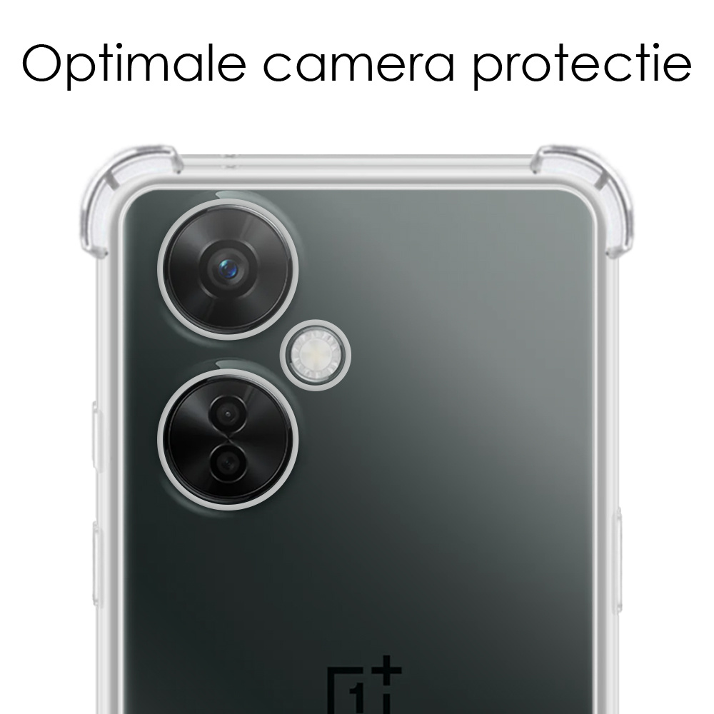 NoXx Hoes Geschikt voor OnePlus Nord CE 3 Lite Hoesje Siliconen Cover Shock Proof Back Case Shockproof Hoes Met 2x Screenprotector - Transparant