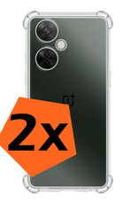 Nomfy Hoesje Geschikt voor OnePlus Nord CE 3 Lite Hoesje Shock Proof Cover Case Shockproof - Hoes Geschikt voor OnePlus Nord CE 3 Lite Hoes Siliconen Back Case - Transparant - 2 PACK
