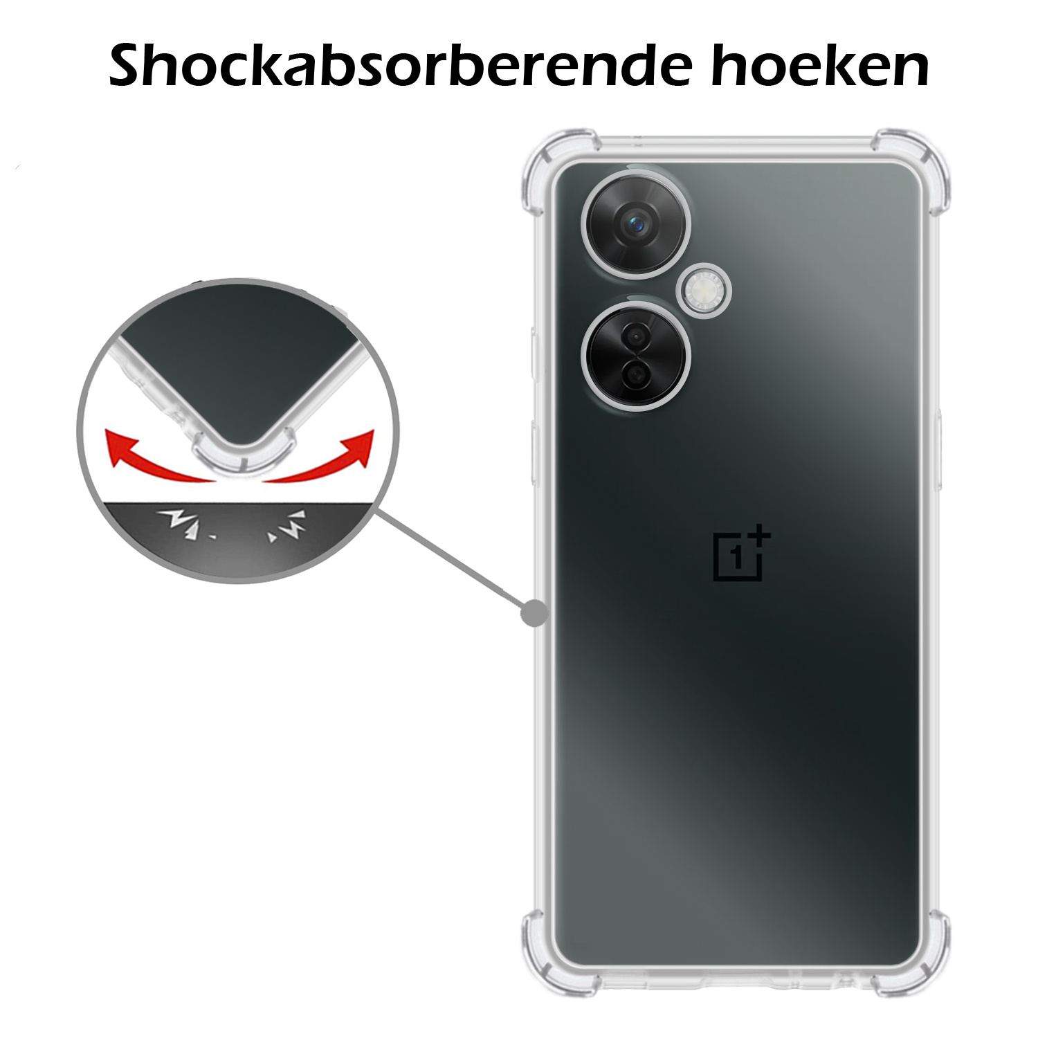 Nomfy Hoesje Geschikt voor OnePlus Nord CE 3 Lite Hoesje Shock Proof Cover Case Shockproof Met Screenprotector - Hoes Geschikt voor OnePlus Nord CE 3 Lite Hoes Siliconen Back Case - Transparant