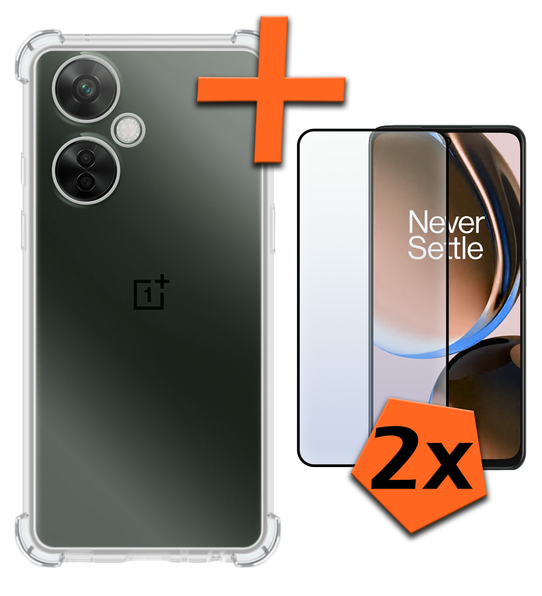 Nomfy Hoesje Geschikt voor OnePlus Nord CE 3 Lite Hoesje Shock Proof Cover Case Shockproof Met 2x Screenprotector - Hoes Geschikt voor OnePlus Nord CE 3 Lite Hoes Siliconen Back Case - Transparant