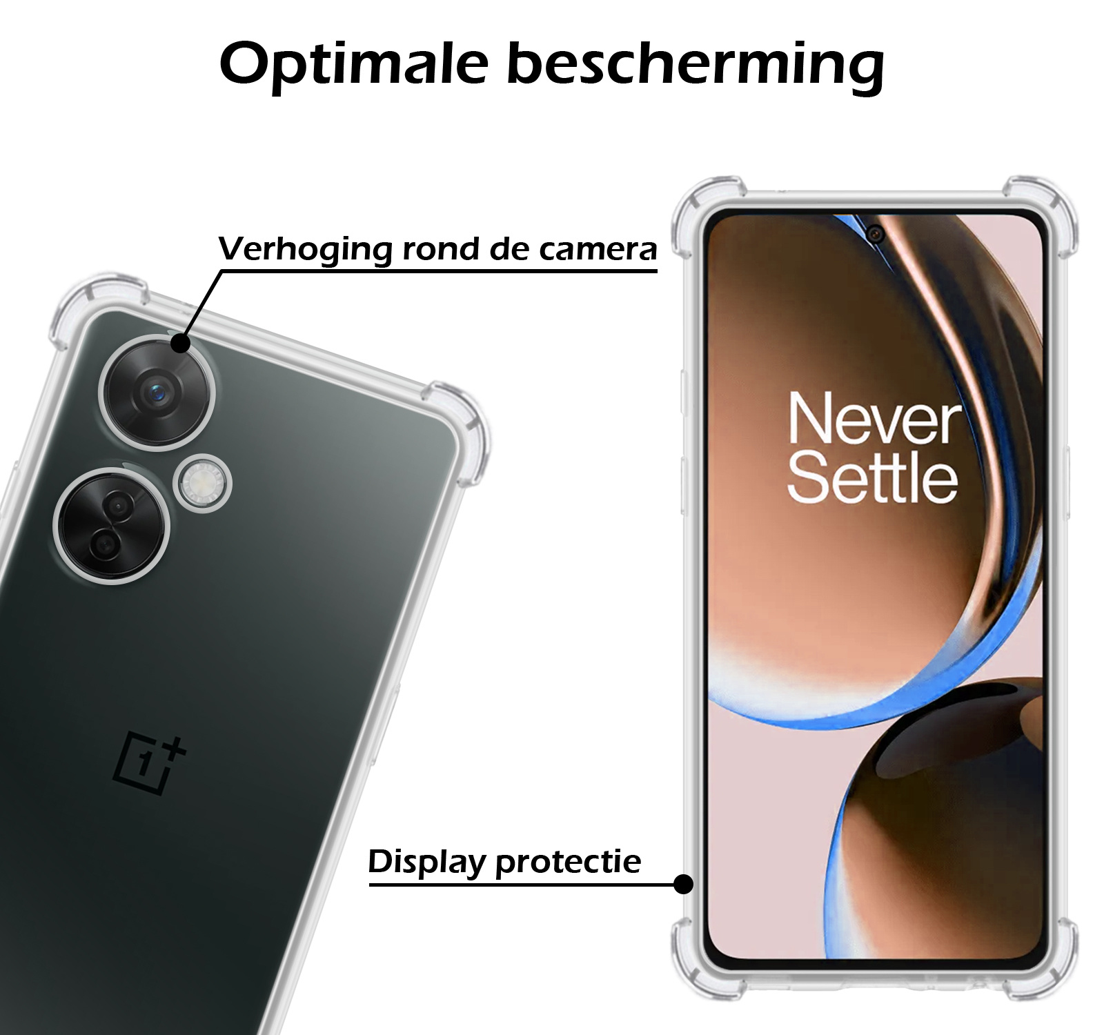 Nomfy Hoesje Geschikt voor OnePlus Nord CE 3 Lite Hoesje Shock Proof Cover Case Shockproof Met 2x Screenprotector - Hoes Geschikt voor OnePlus Nord CE 3 Lite Hoes Siliconen Back Case - Transparant