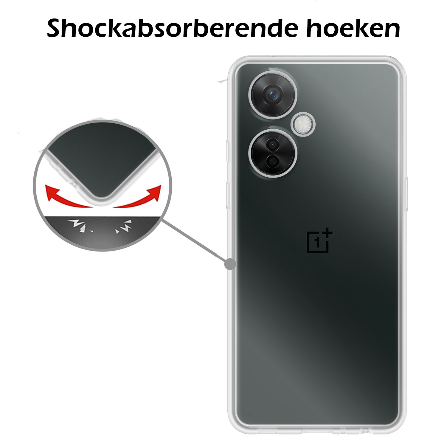 Nomfy Hoesje Geschikt voor OnePlus Nord CE 3 Lite Hoesje Siliconen Cover Case - Hoes Geschikt voor OnePlus Nord CE 3 Lite Hoes Back Case - 2-PACK - Transparant