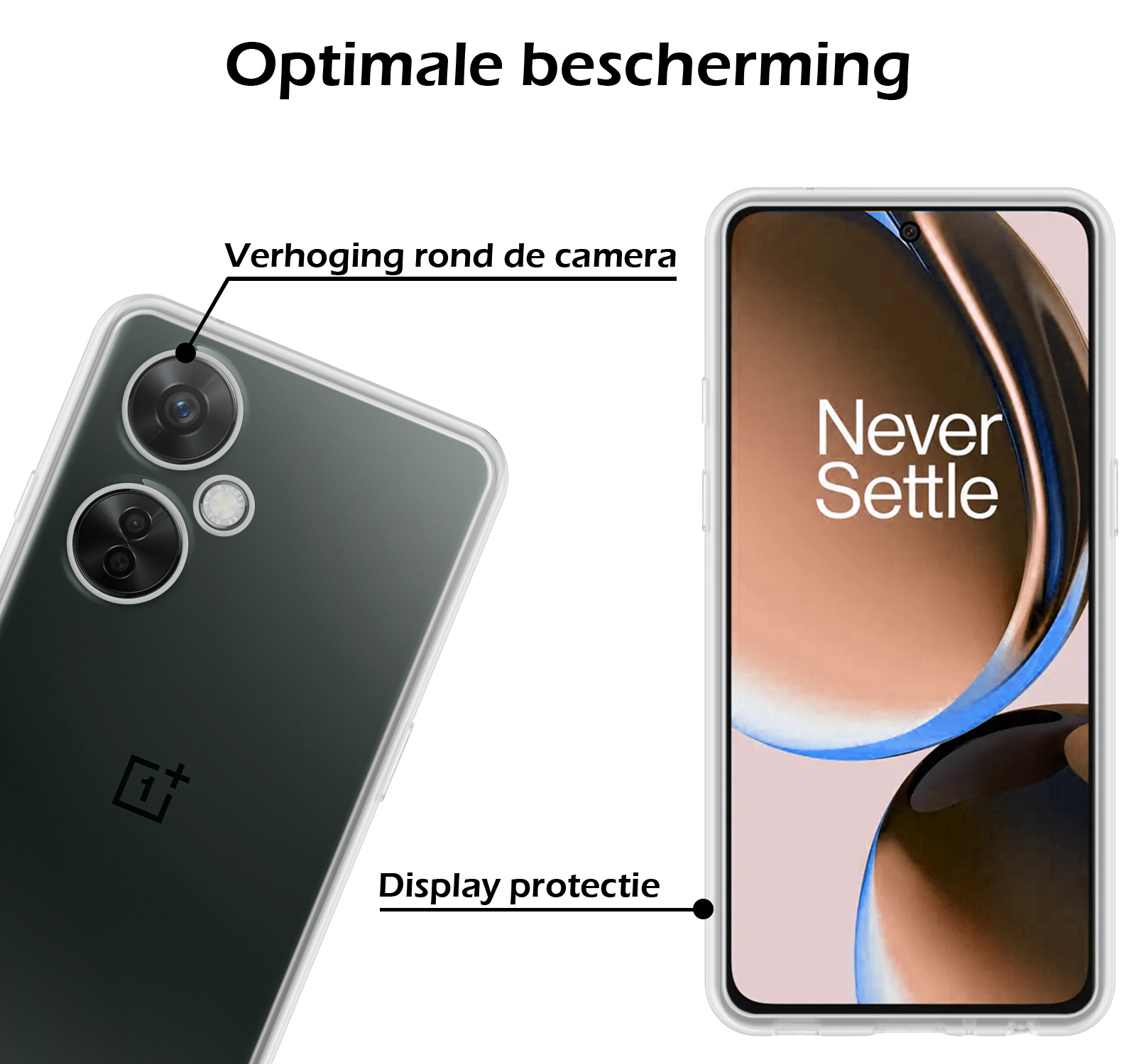 Nomfy Hoesje Geschikt voor OnePlus Nord CE 3 Lite Hoesje Siliconen Cover Case Met Screenprotector - Hoes Geschikt voor OnePlus Nord CE 3 Lite Hoes Back Case - Transparant
