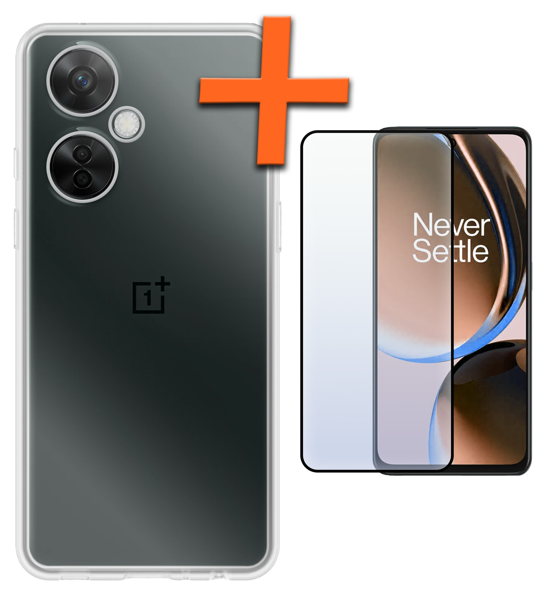 Nomfy Hoesje Geschikt voor OnePlus Nord CE 3 Lite Hoesje Siliconen Cover Case Met Screenprotector - Hoes Geschikt voor OnePlus Nord CE 3 Lite Hoes Back Case - Transparant