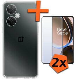 Nomfy Nomfy OnePlus Nord CE 3 Lite Hoesje Siliconen Met 2x Screenprotector - Transparant