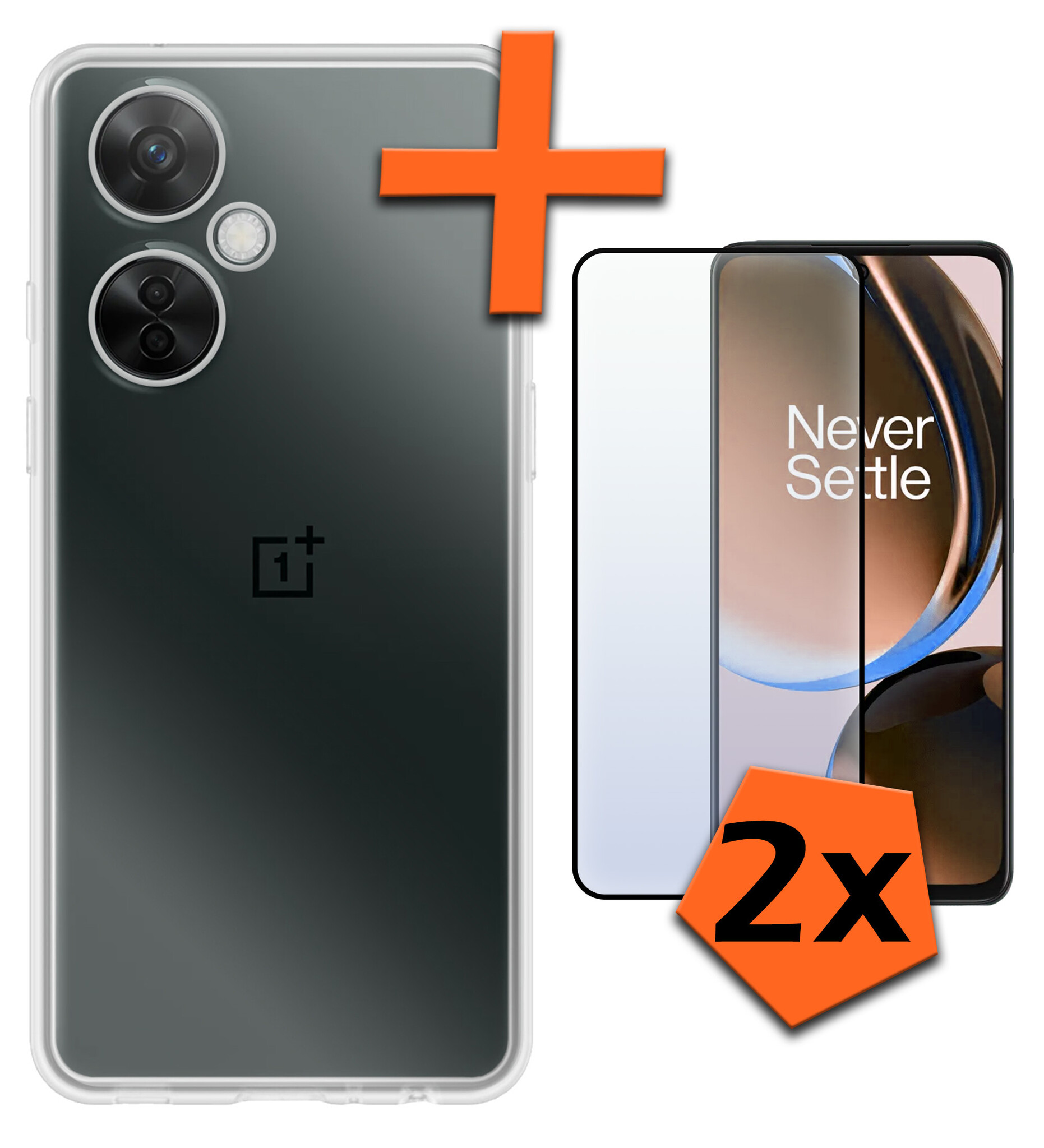 Nomfy Hoesje Geschikt voor OnePlus Nord CE 3 Lite Hoesje Siliconen Cover Case Met 2x Screenprotector - Hoes Geschikt voor OnePlus Nord CE 3 Lite Hoes Back Case - Transparant