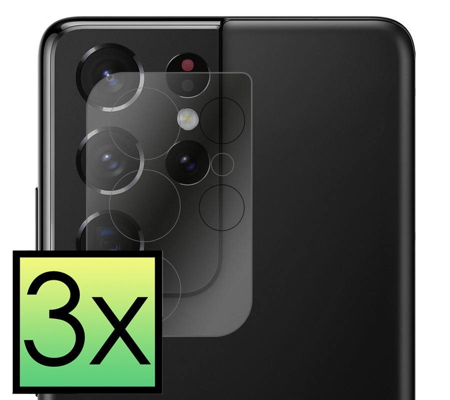 NoXx Screenprotector Geschikt voor Samsung S21 Ultra Camera Screenprotector Gehard Glas - Screenprotector Geschikt voor Samsung Galaxy S21 Ultra Screenprotector Camera Tempered Glass - 3x