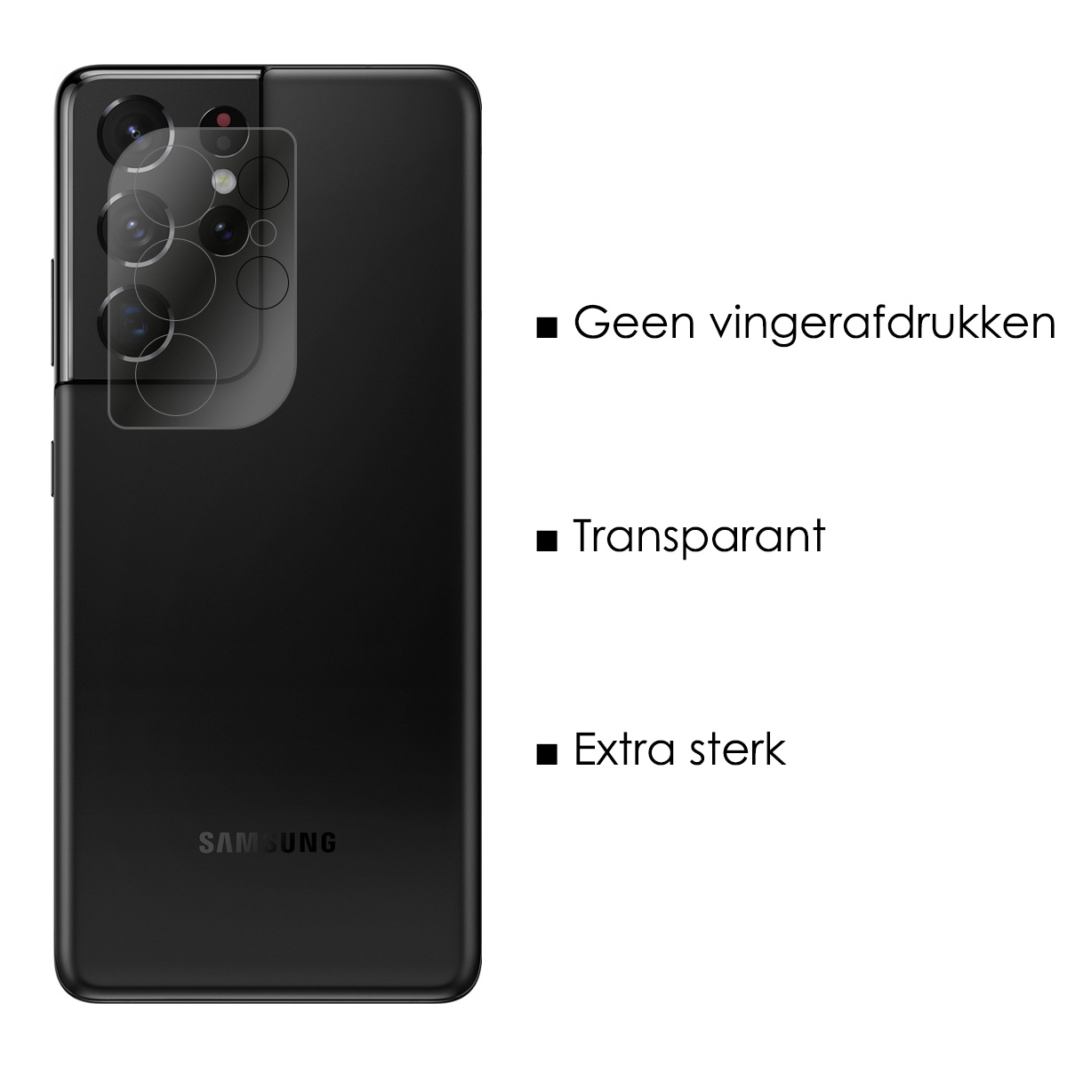 NoXx Screenprotector Geschikt voor Samsung S21 Ultra Camera Screenprotector Gehard Glas - Screenprotector Geschikt voor Samsung Galaxy S21 Ultra Screenprotector Camera Tempered Glass - 3x