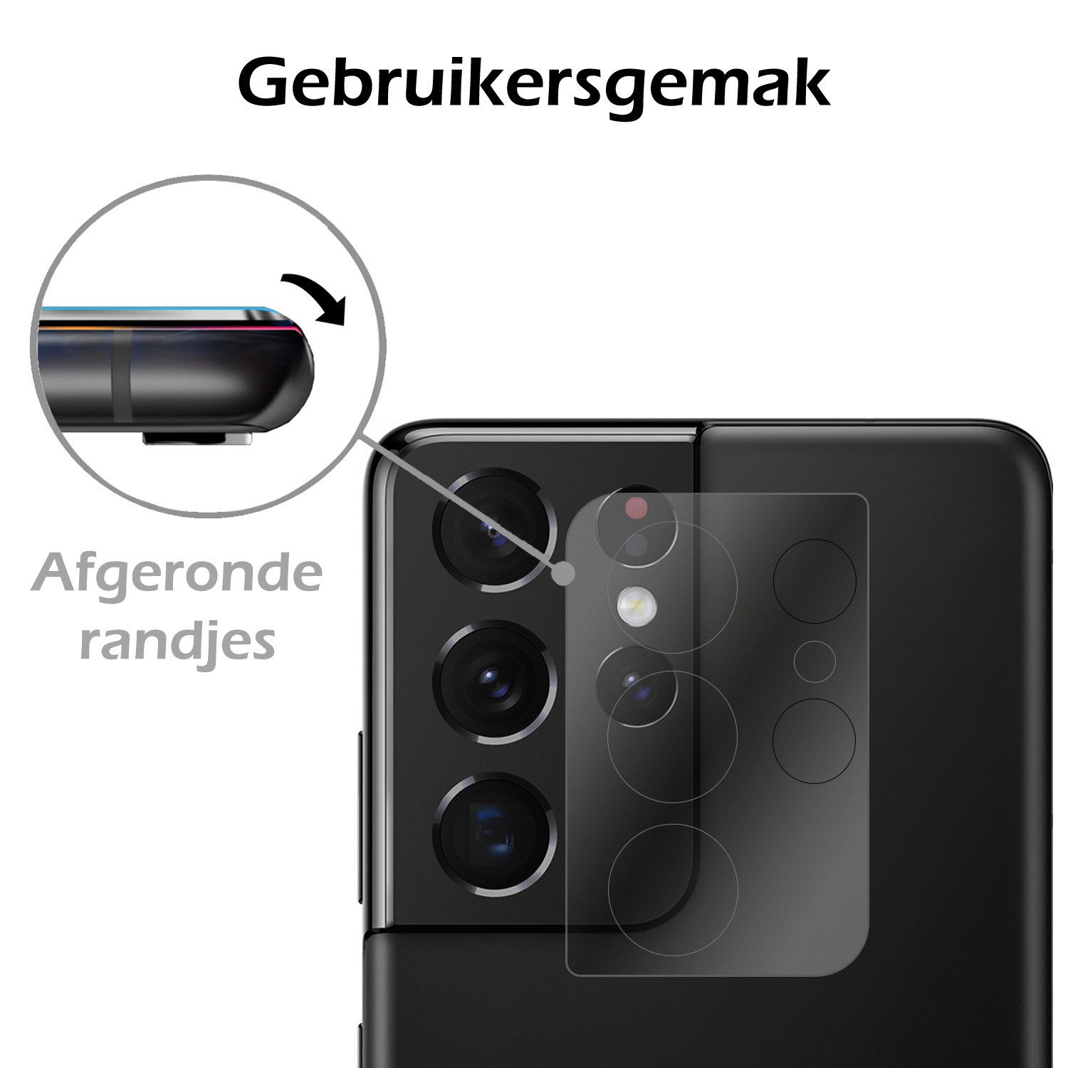 Nomfy Screenprotector Geschikt voor Samsung S21 Ultra Camera Screen Protector Beschermglas - Screenprotector Geschikt voor Samsung Galaxy S21 Ultra Camera Screenprotector Tempered Glass - 2 PACK