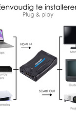 NoXx HDMI Naar Scart Adapter 1080p Kabel Converter HD - HDMI naar Scart kabel - Zwart