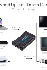 BASEY. HDMI Naar Scart Converter Adapter Kabel HD HDMI Naar Scart Omvormer 1080p - Zwart