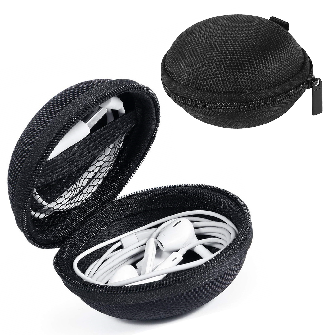 Nomfy Opberghoes Oortjes Met Rits - Nylon Cover Voor Laadkabels en Accessoires - Zwart