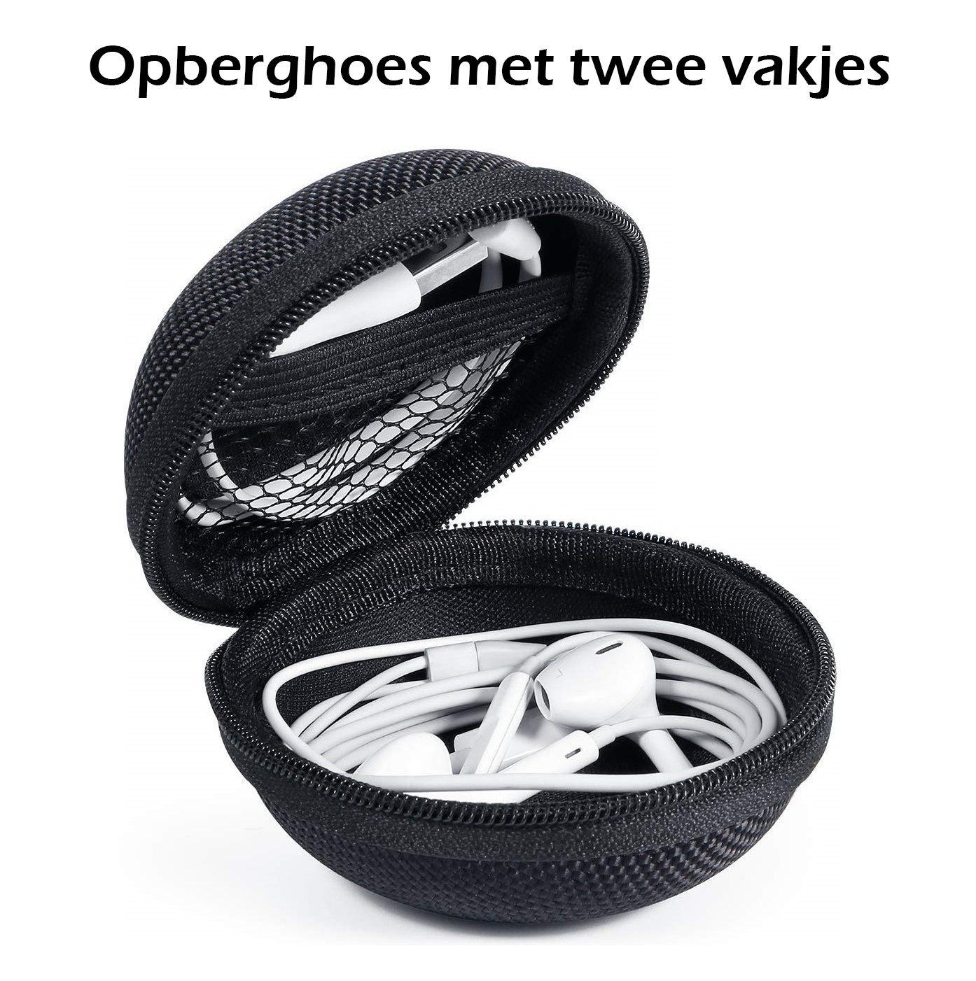 Nomfy Opberghoes Oortjes Met Rits - Nylon Cover Voor Laadkabels en Accessoires - Zwart