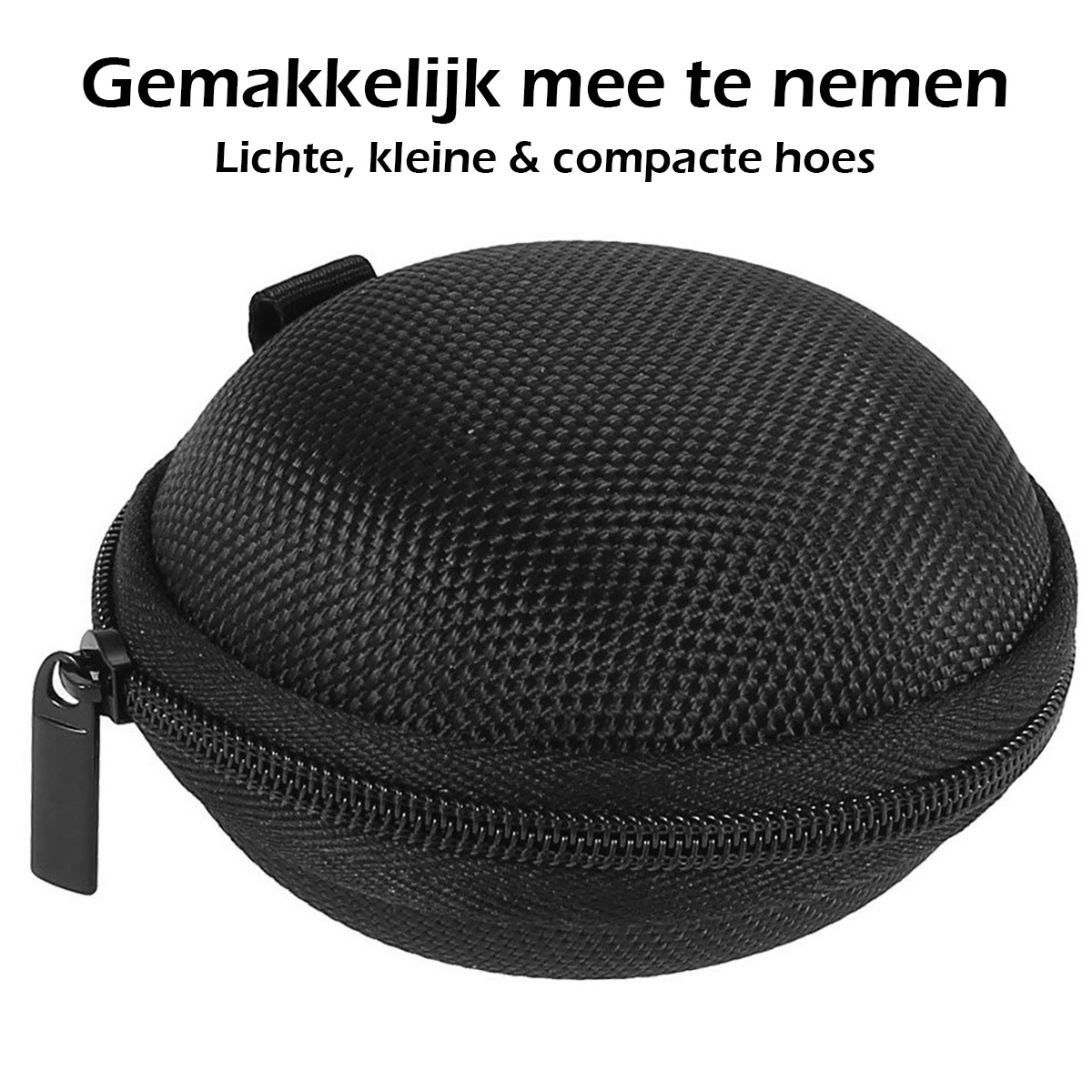 Nomfy Opberghoes Oortjes Met Rits - Nylon Cover Voor Laadkabels en Accessoires - Zwart