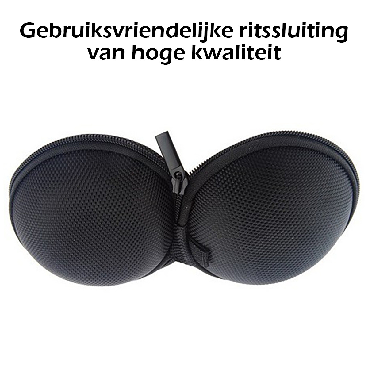 Nomfy Opberghoes Oortjes Met Rits - Nylon Cover Voor Laadkabels en Accessoires - Zwart