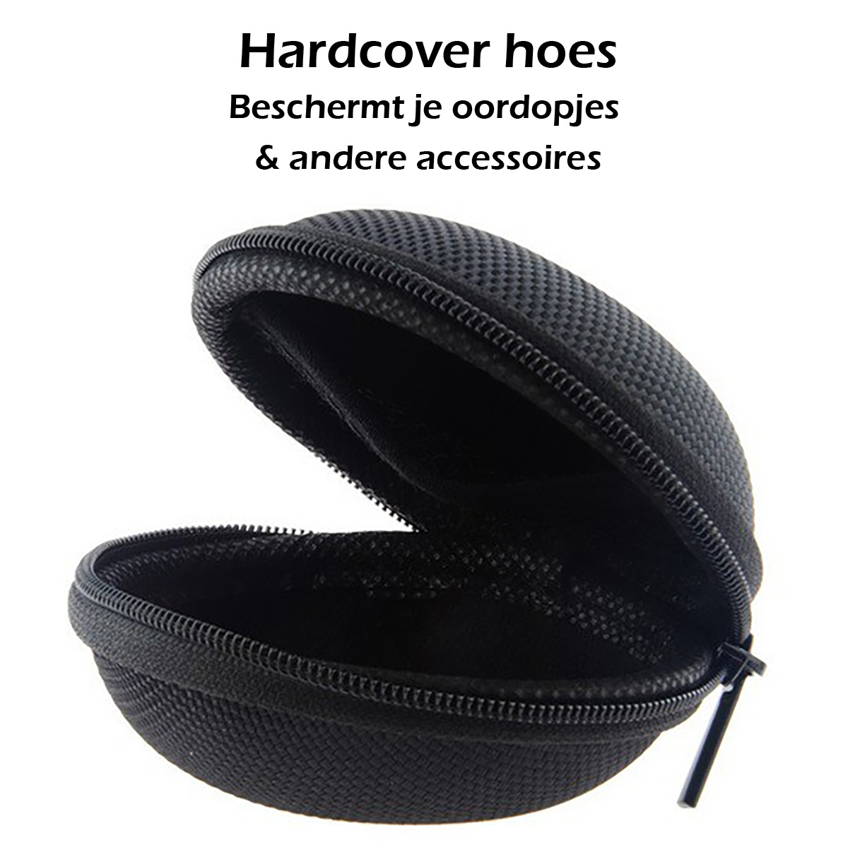 Nomfy Opberghoes Oortjes Met Rits - Nylon Cover Voor Laadkabels en Accessoires - Zwart