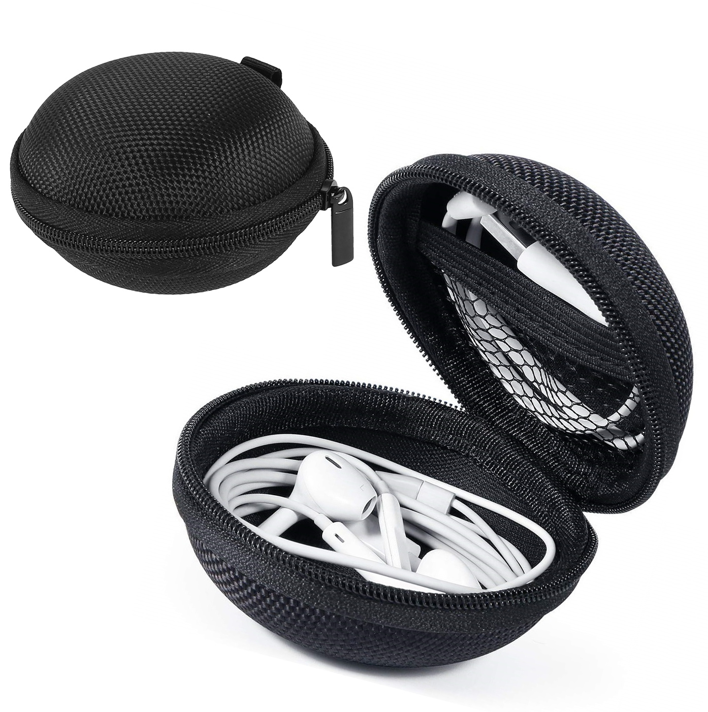 BASEY. Etui voor Oortjes Met Ritssluiting Nylon Case voor Oordopjes - Zwart