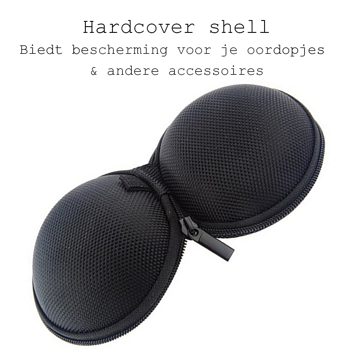 BASEY. Etui voor Oortjes Met Ritssluiting Nylon Case voor Oordopjes - Zwart