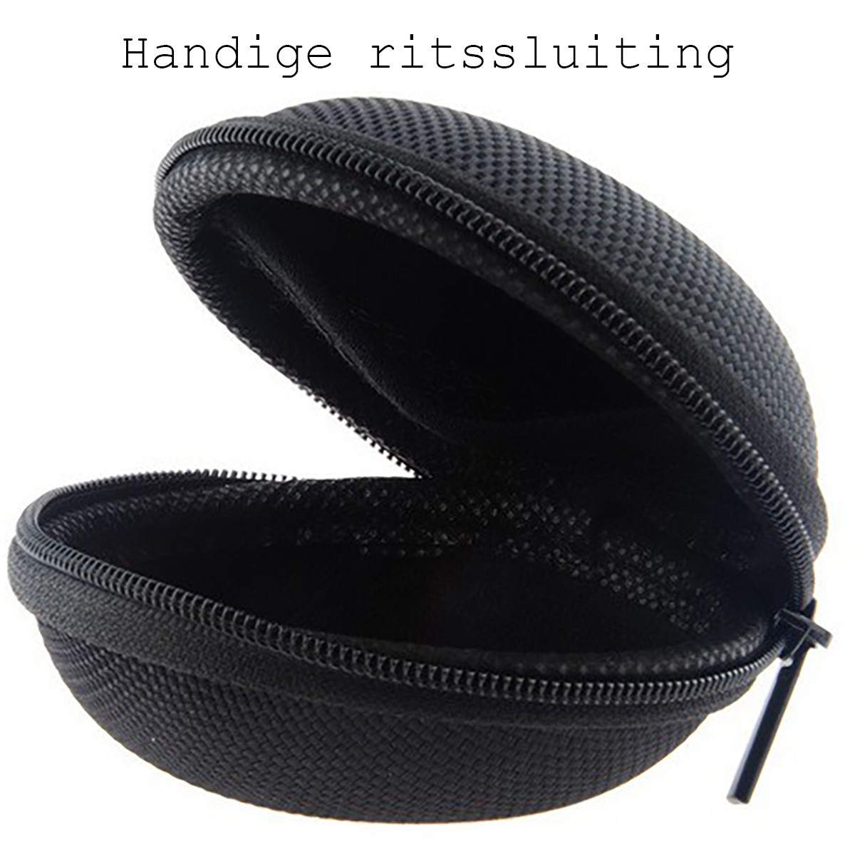 BASEY. Etui voor Oortjes Met Ritssluiting Nylon Case voor Oordopjes - Zwart