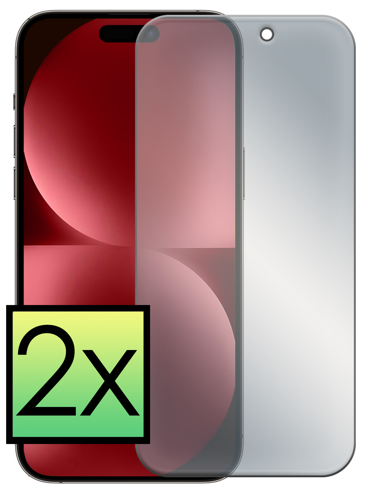 NoXx Screenprotector Geschikt voor iPhone 15 Screenprotector Privacy Tempered Glass Gehard Glas Display Cover - 2x