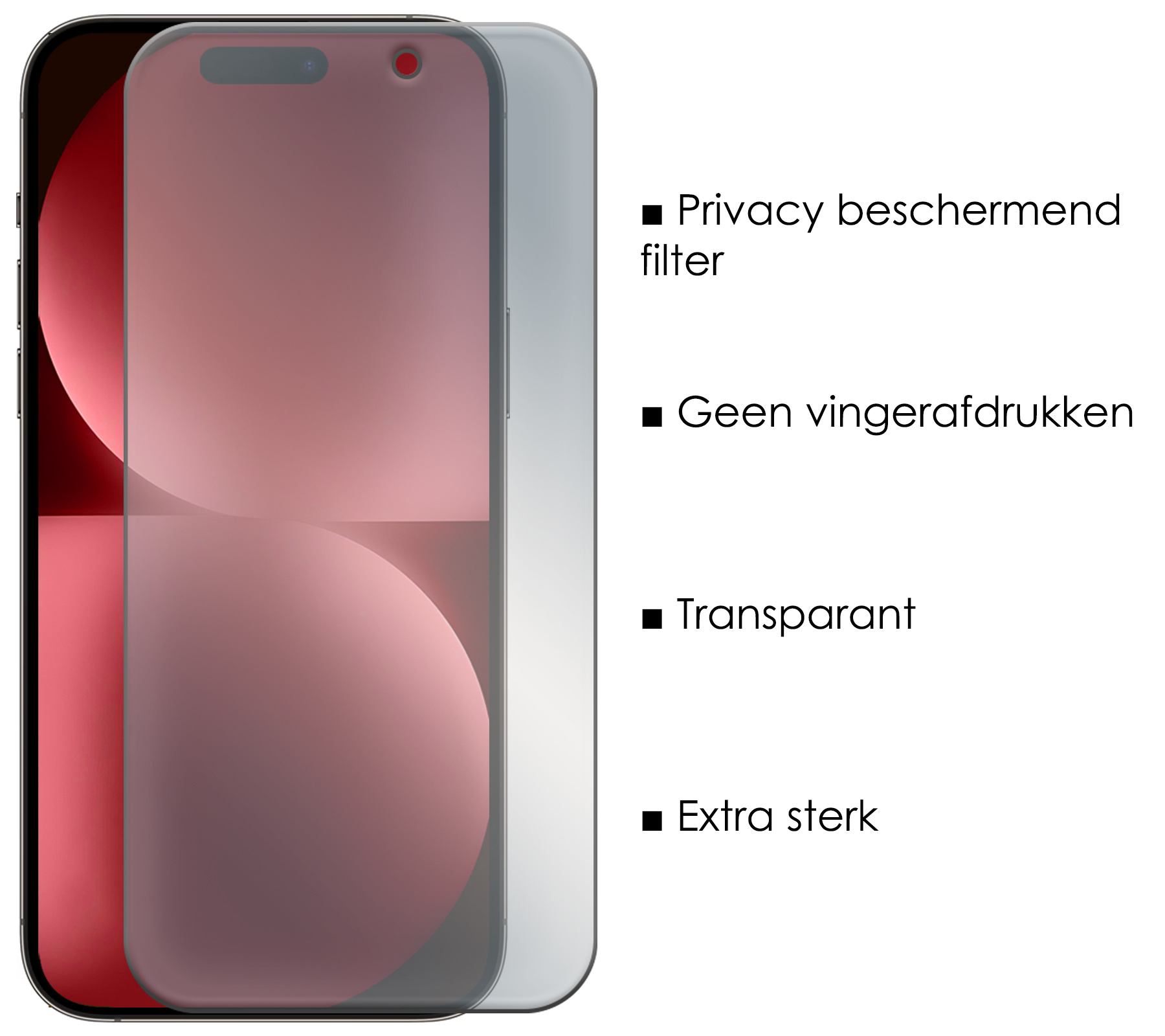 NoXx Screenprotector Geschikt voor iPhone 15 Pro Screenprotector Privacy Tempered Glass Gehard Glas Display Cover - 2x