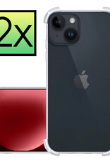 NoXx Hoes Geschikt voor iPhone 15 Hoesje Siliconen Cover Shock Proof Back Case Shockproof Hoes - Transparant - 2x