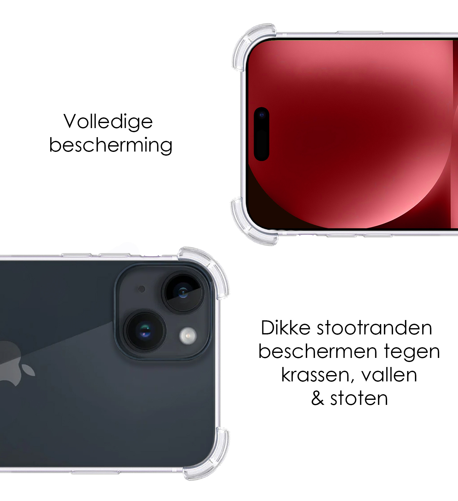 NoXx Hoes Geschikt voor iPhone 15 Hoesje Siliconen Cover Shock Proof Back Case Shockproof Hoes - Transparant - 2x