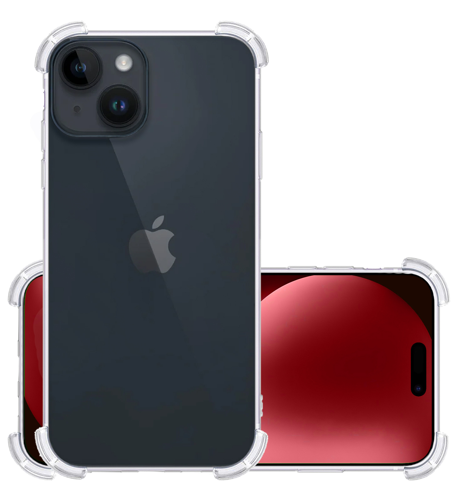 NoXx Hoes Geschikt voor iPhone 15 Plus Hoesje Siliconen Cover Shock Proof Back Case Shockproof Hoes - Transparant