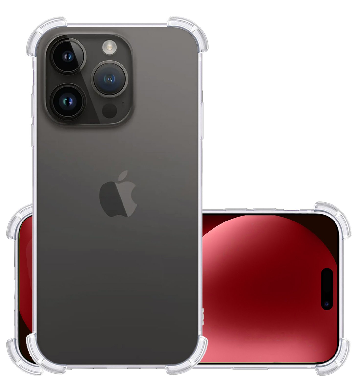 NoXx Hoes Geschikt voor iPhone 15 Pro Hoesje Siliconen Cover Shock Proof Back Case Shockproof Hoes - Transparant