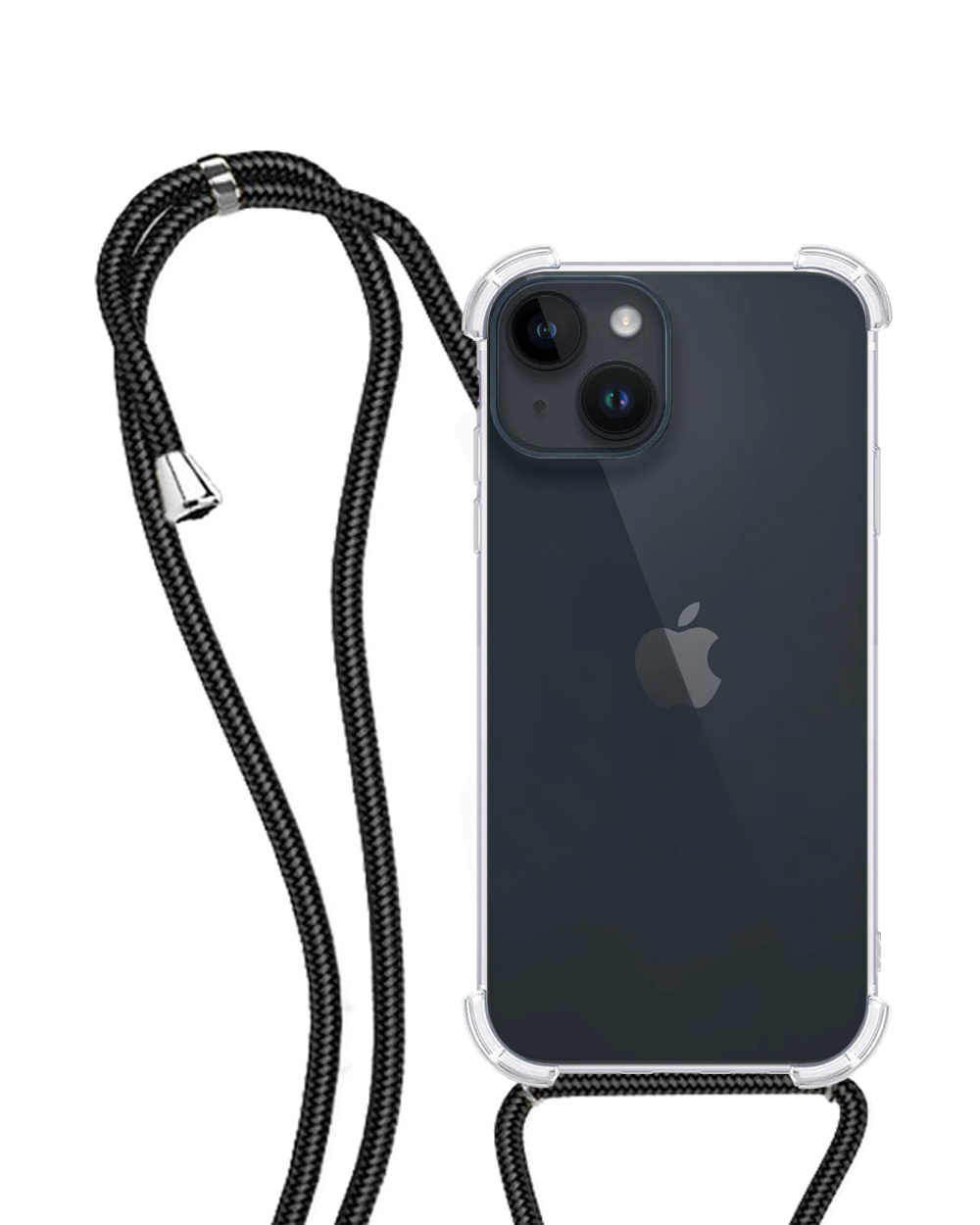 NoXx Hoes Geschikt voor iPhone 15 Hoesje Transparant Met Telefoonkoord Cover Shock Proof Case Koord Hoes