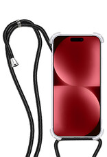 NoXx Hoes Geschikt voor iPhone 15 Hoesje Transparant Met Telefoonkoord Cover Shock Proof Case Koord Hoes