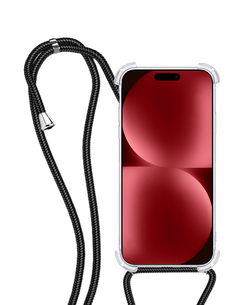 NoXx Hoes Geschikt voor iPhone 15 Plus Hoesje Transparant Met Telefoonkoord Cover Shock Proof Case Koord Hoes