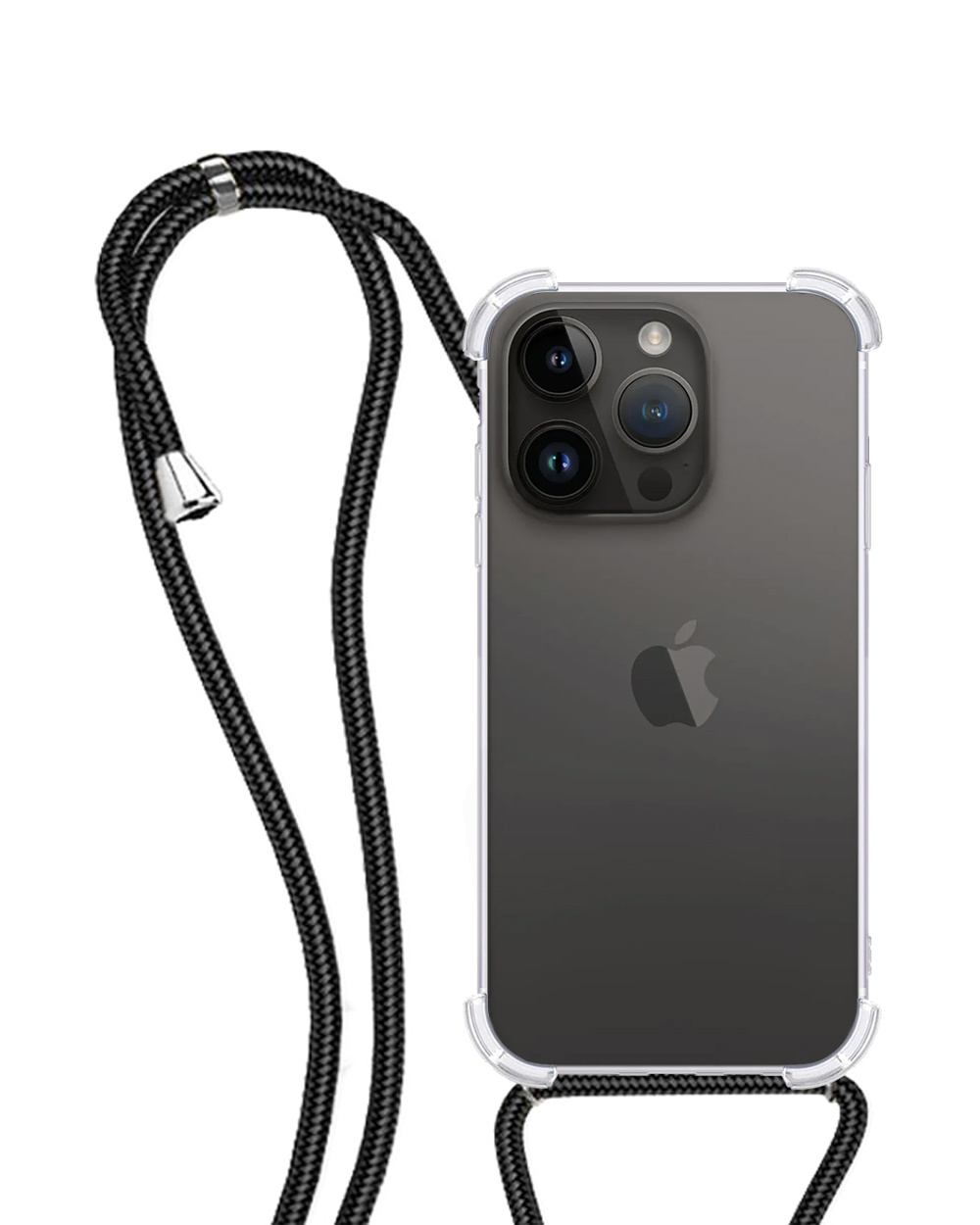 NoXx Hoes Geschikt voor iPhone 15 Pro Hoesje Transparant Met Telefoonkoord Cover Shock Proof Case Koord Hoes