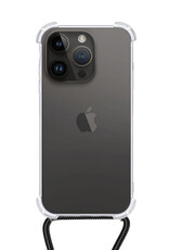 NoXx Hoes Geschikt voor iPhone 15 Pro Hoesje Transparant Met Telefoonkoord Cover Shock Proof Case Koord Hoes