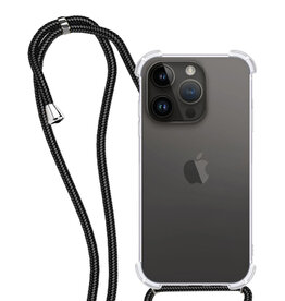 NoXx NoXx iPhone 15 Pro Max Hoesje Transparant Shockproof Met Zwart Koord