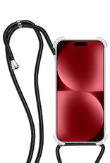 NoXx Hoes Geschikt voor iPhone 15 Pro Max Hoesje Transparant Met Telefoonkoord Cover Shock Proof Case Koord Hoes