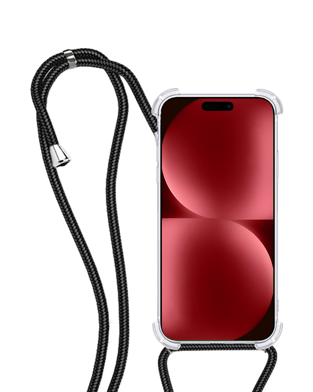 NoXx Hoes Geschikt voor iPhone 15 Pro Max Hoesje Transparant Met Telefoonkoord Cover Shock Proof Case Koord Hoes