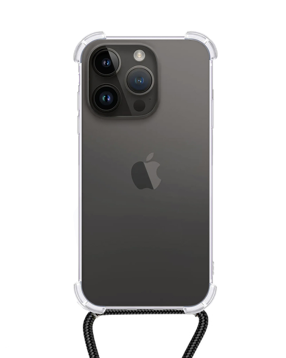 NoXx Hoes Geschikt voor iPhone 15 Pro Max Hoesje Transparant Met Telefoonkoord Cover Shock Proof Case Koord Hoes