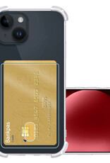 NoXx Hoes Geschikt voor iPhone 15 Hoesje Pasjeshouder Cover Shock Proof Case Siliconen Hoes Met Kaarthouder - Transparant