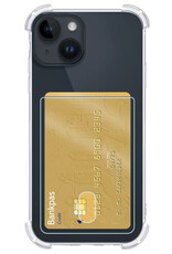 NoXx Hoes Geschikt voor iPhone 15 Hoesje Pasjeshouder Cover Shock Proof Case Siliconen Hoes Met Kaarthouder - Transparant
