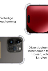 NoXx Hoes Geschikt voor iPhone 15 Pro Hoesje Pasjeshouder Cover Shock Proof Case Siliconen Hoes Met Kaarthouder - Transparant