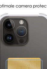 NoXx Hoes Geschikt voor iPhone 15 Pro Hoesje Pasjeshouder Cover Shock Proof Case Siliconen Hoes Met Kaarthouder - Transparant