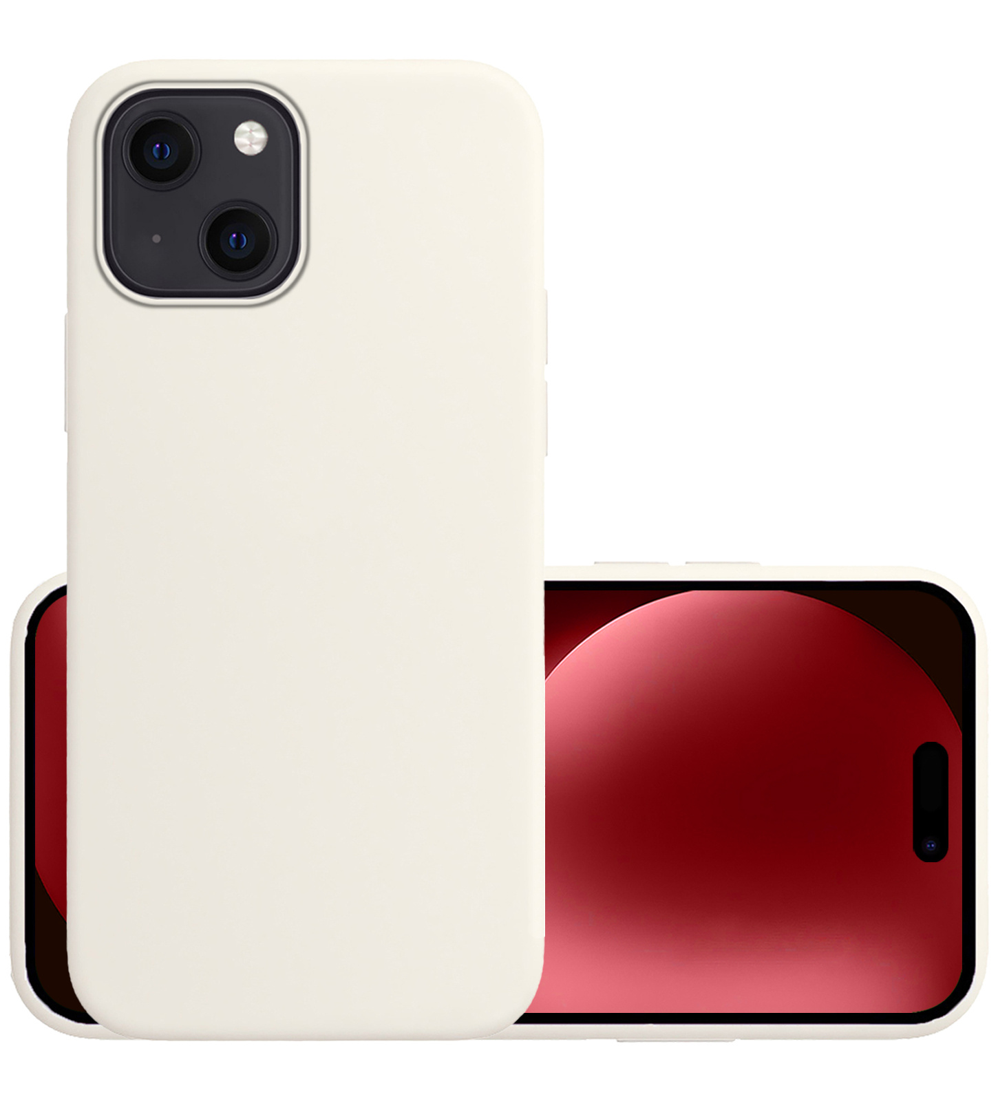 NoXx Hoes Geschikt voor iPhone 15 Hoesje Cover Siliconen Back Case Hoes - Wit